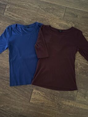 Banana Republic Bundle of 2 Scoop Neck Ribbed Knit Half Sleeve T-shirts Tees Lar
